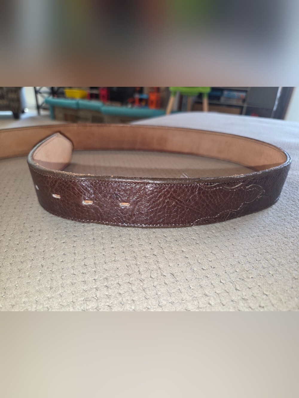 Vintage 3-D Belt Leather Belt Brown Full Grain Cowhide Western Made USA Size 42 - Picture 12 of 16